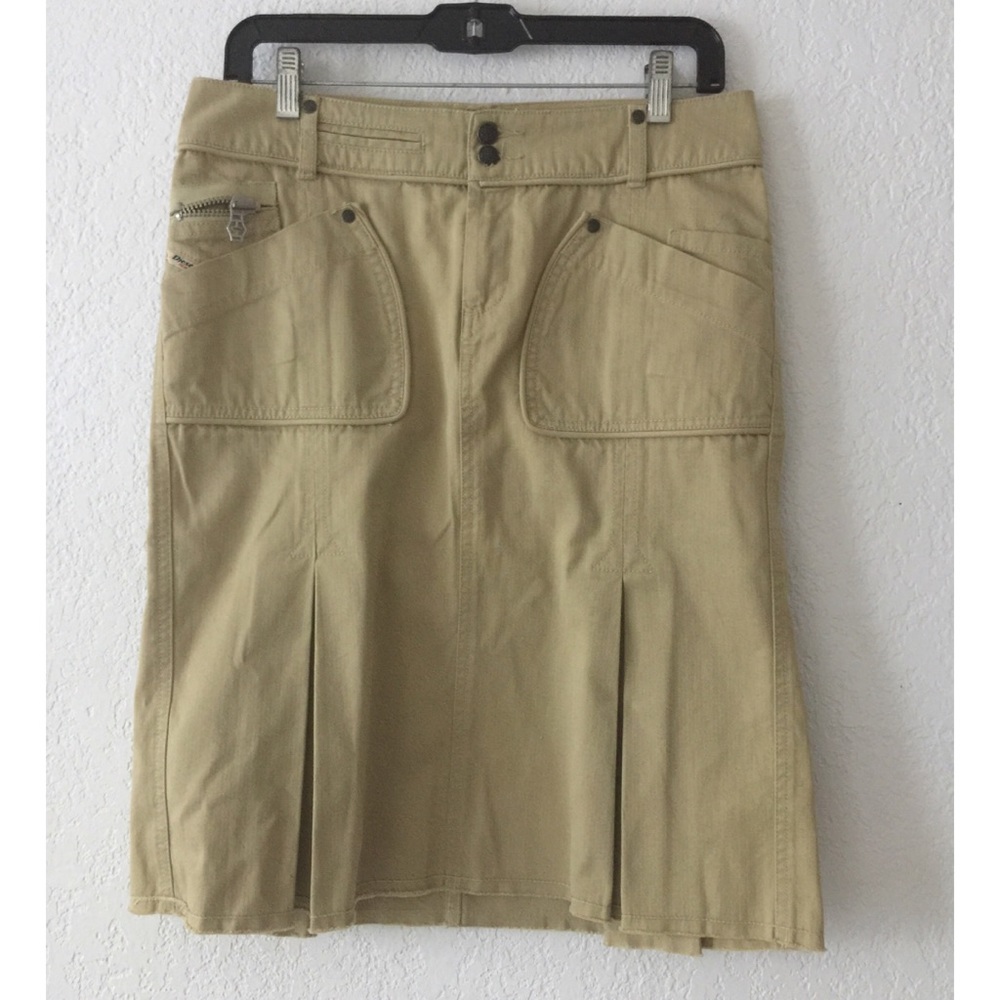 Khaki Diesel Pleated Skirt